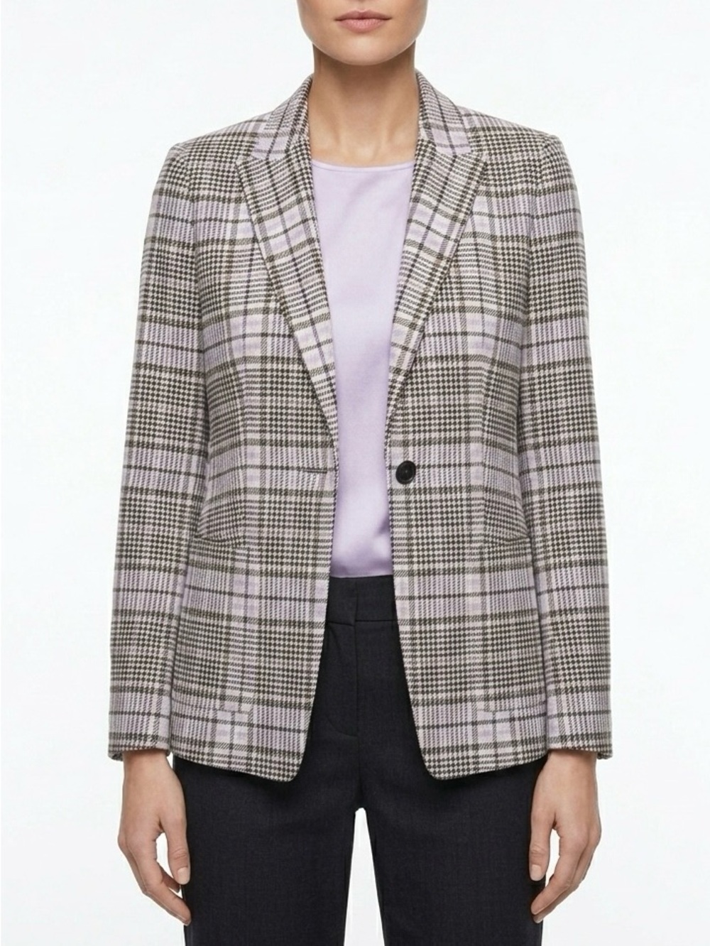 WORTH New York Plaid Houndstooth Single Button Jacket Blazer - Women's Size 6